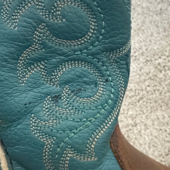 Boys Ariat Brown and Teal Cowboy Boots - Picture 4 of 10